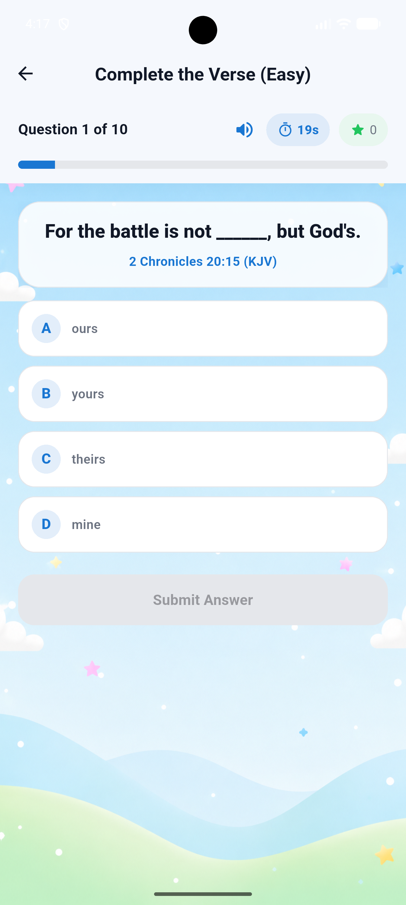 Verses awards screen